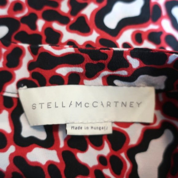 STELLA MCCARTNEY SLEEVELESS MINI DRESS RED/WHITE LEOPARD PRINT SILK SIZE 36 - Picture 6 of 9
